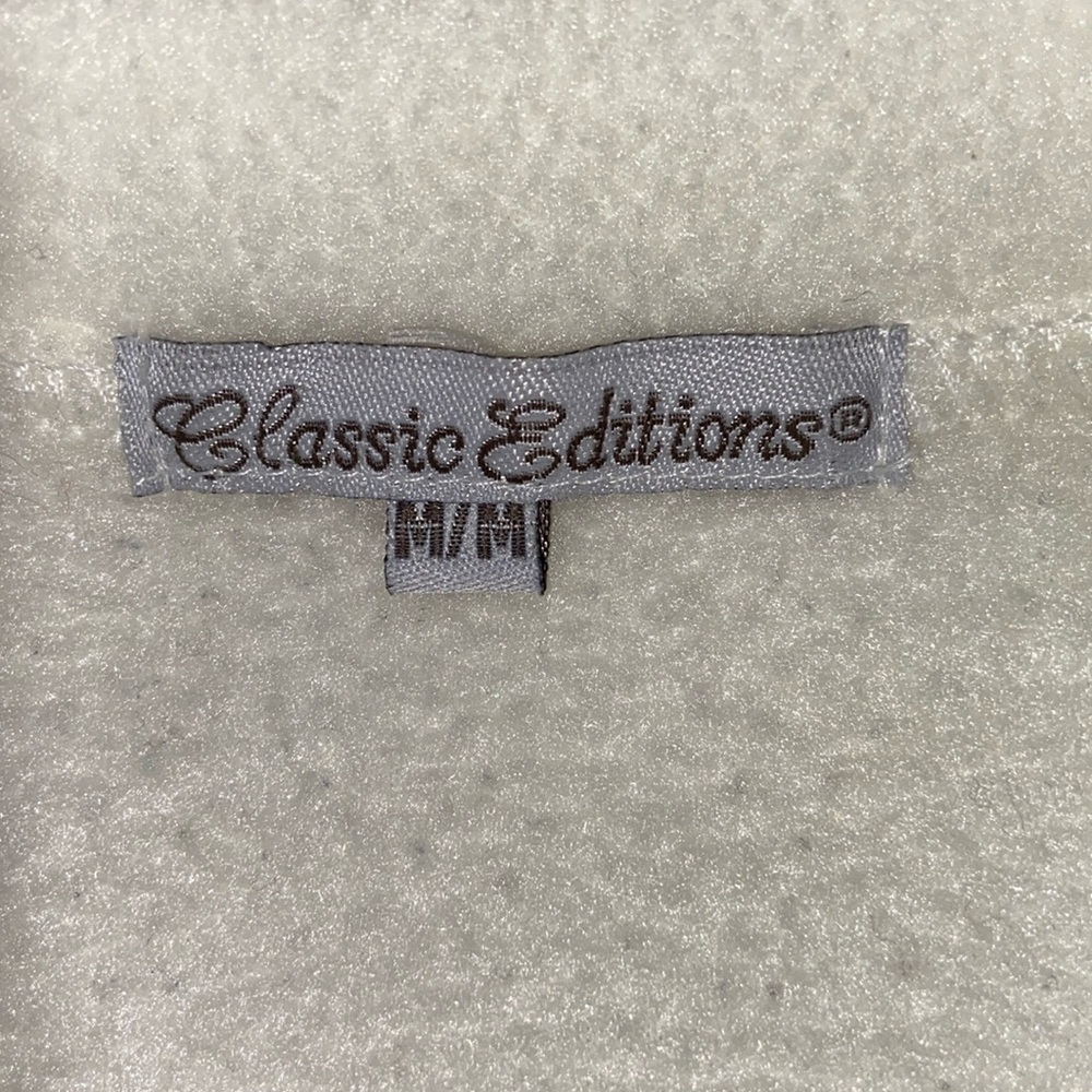 CLASSIC EDITIONS cream Fleece birds embroidery Vintage Cardigan sz medium - Picture 3 of 9